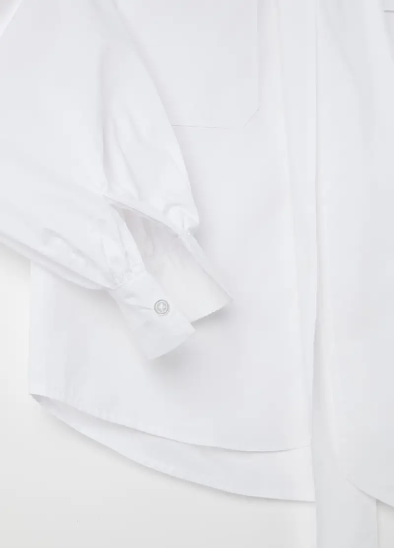 Camicia In Cotone Con Foulard A Fiocco, Donna, Bianco miniatura 2