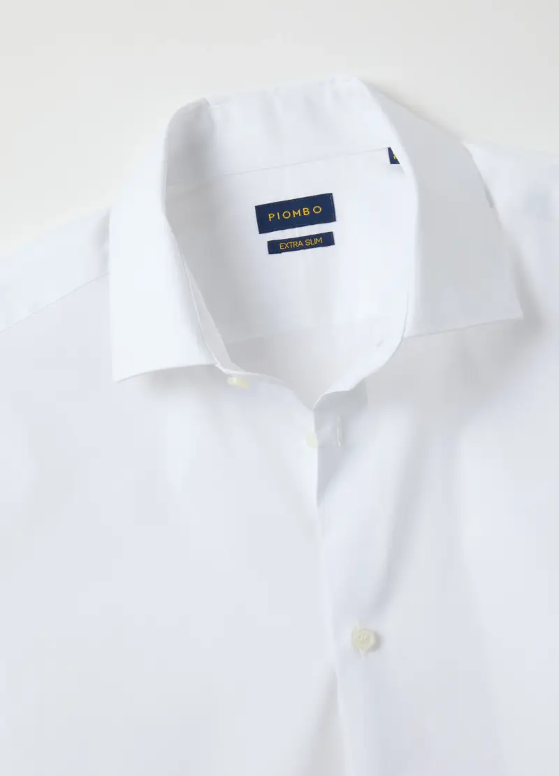 Camicia In Cotone Elasticizzato Bianca Slim Fit, Uomo, Bianco miniatura 2