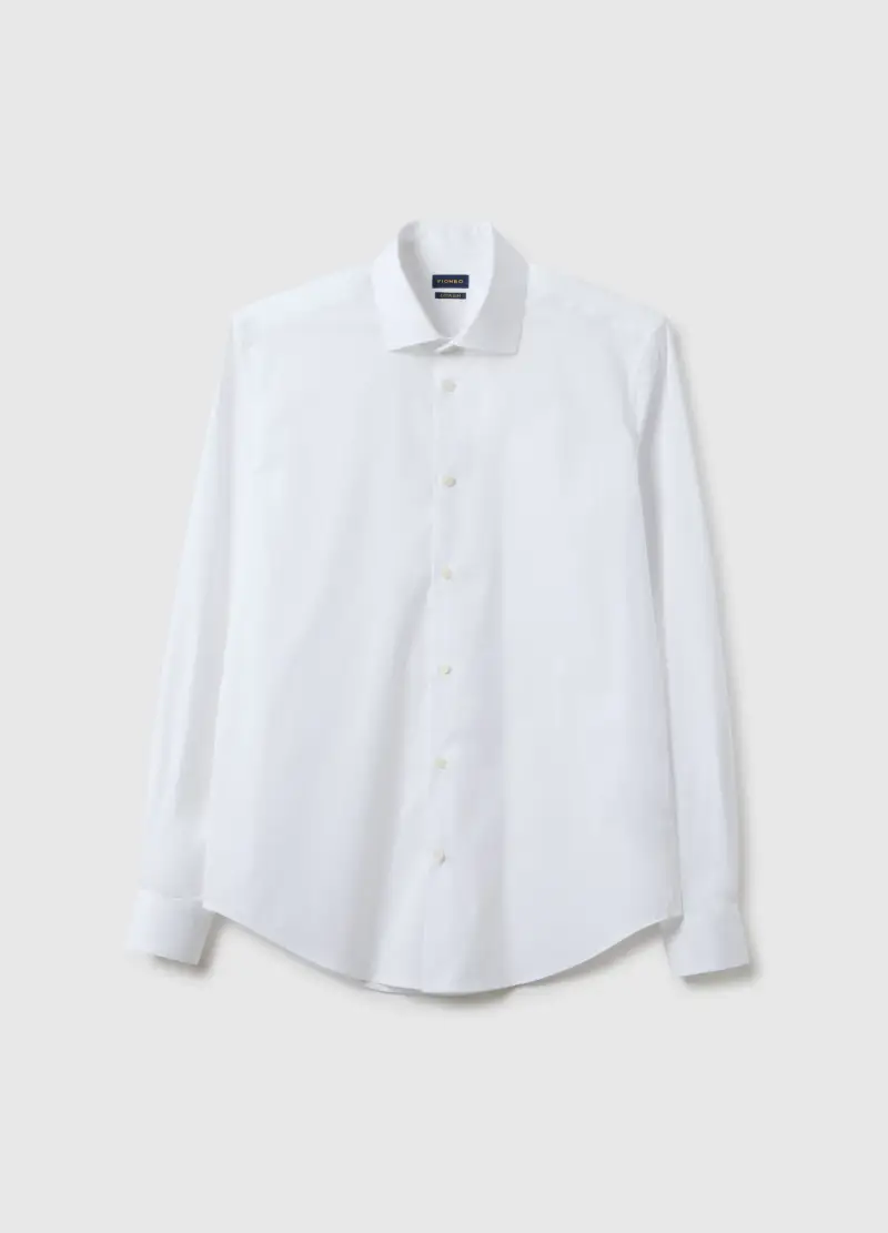 Camicia In Cotone Elasticizzato Bianca Slim Fit, Uomo, Bianco