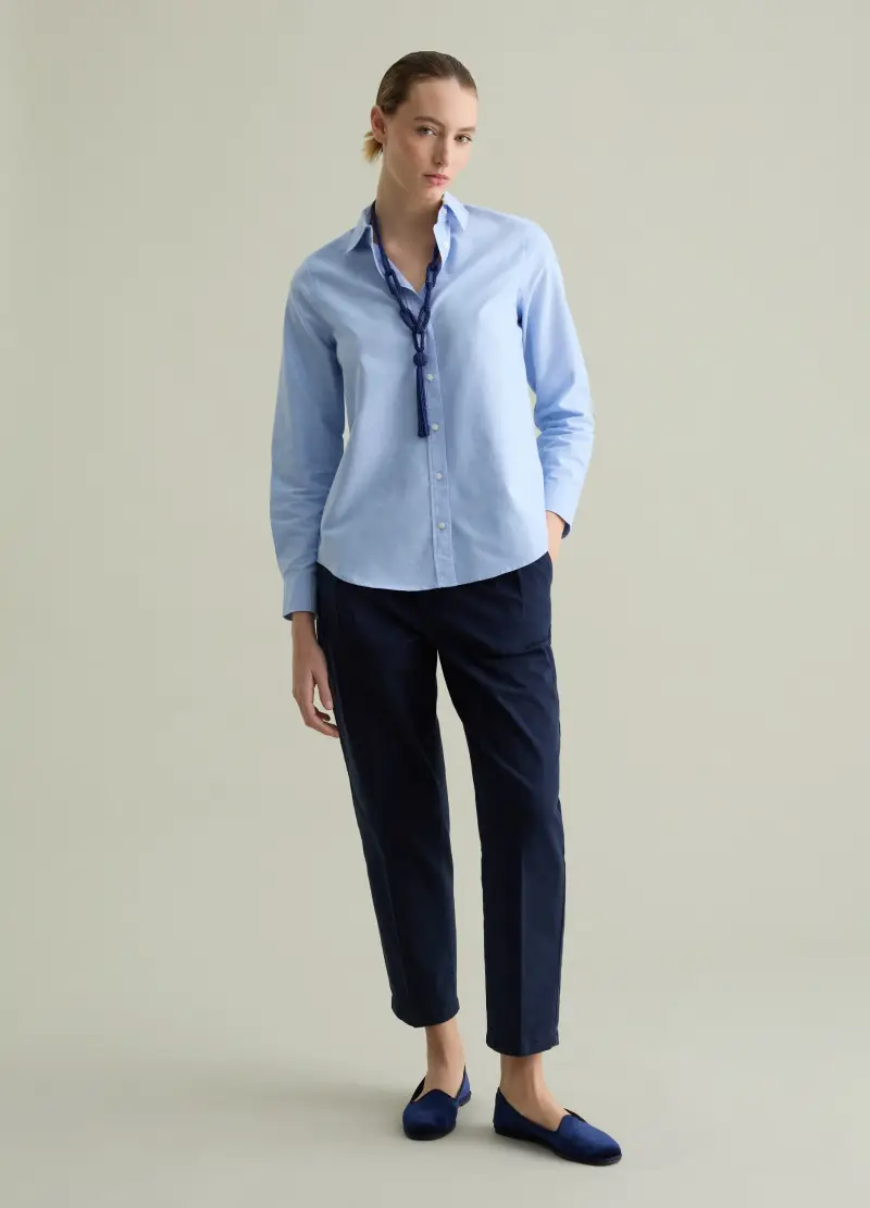 Camicia In Cotone Oxford, Donna, Azzurro