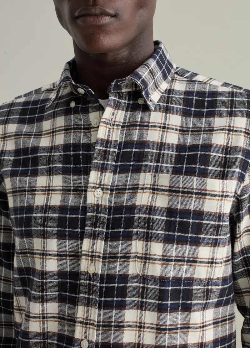 Camicia In Flanella Con Fantasia Check, Uomo, Multicolor miniatura 3