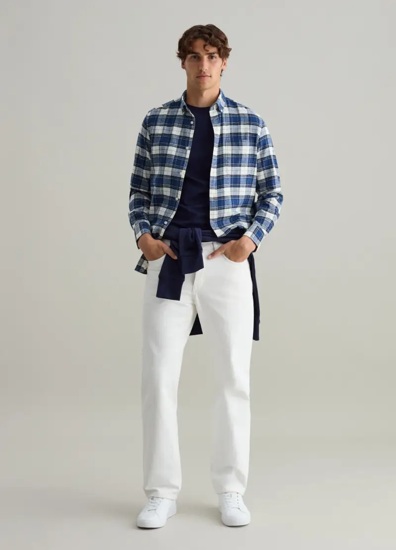 Camicia In Flanella Con Fantasia Check, Uomo, Multicolor