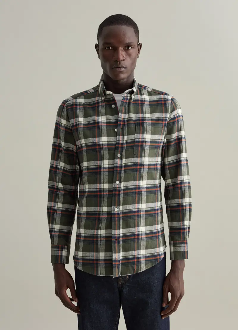 Camicia In Flanella Con Fantasia Check, Uomo, Multicolor miniatura 2