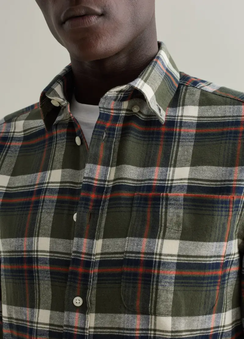 Camicia In Flanella Con Fantasia Check, Uomo, Multicolor miniatura 3