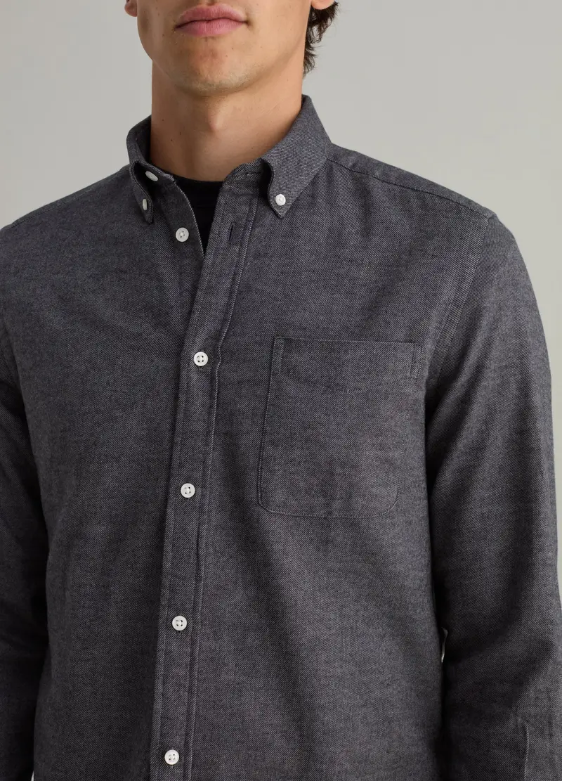 Camicia In Flanella Melange, Uomo, Grigio miniatura 3