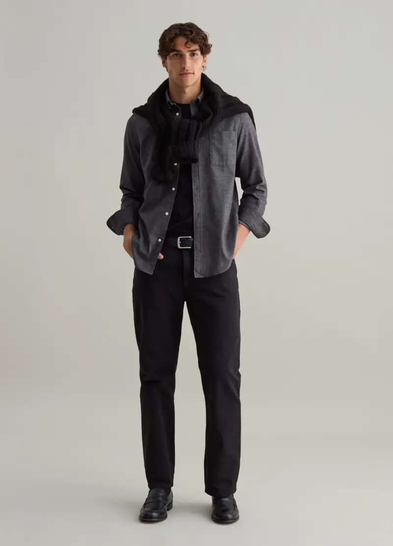 Camicia In Flanella Melange, Uomo, Grigio