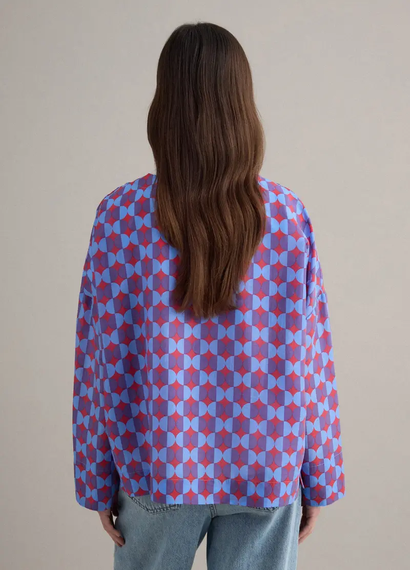 Camicia In Misto Lyocell Multicolor Regular Fit Deep V, Donna, Multicolor miniatura 3