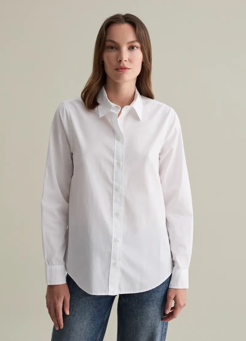Camicia In Popeline Di Cotone, Donna, Bianco miniatura 2