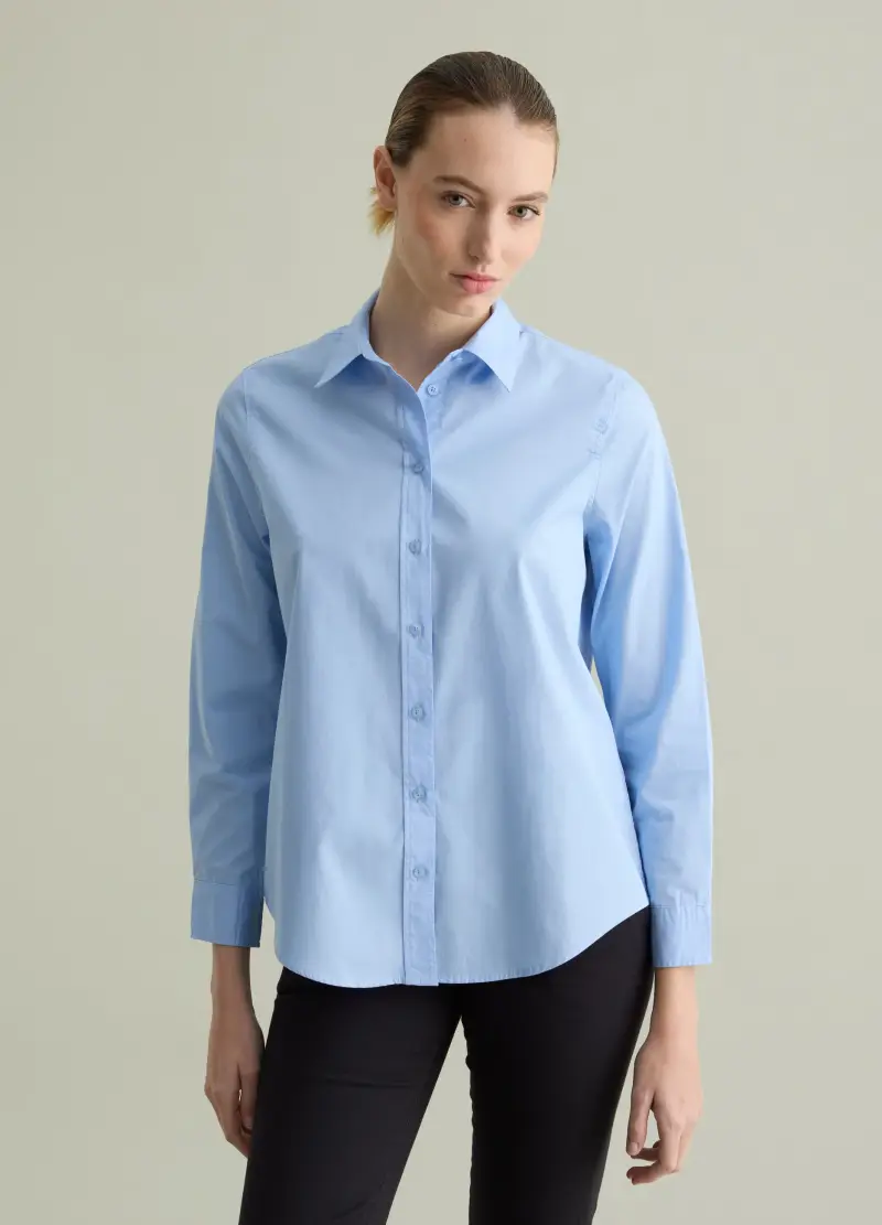 Camicia In Popeline, Donna, Azzurro miniatura 2
