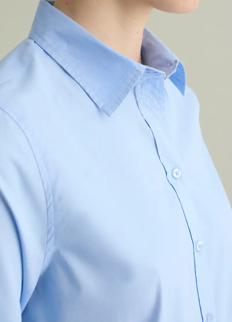 Camicia In Popeline, Donna, Azzurro miniatura 3