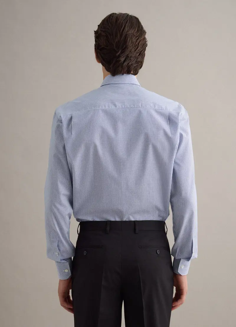 Camicia In Puro Cotone A Righe Blu E Bianche Regular Fit Easy Iron, Uomo, Multicolor miniatura 3