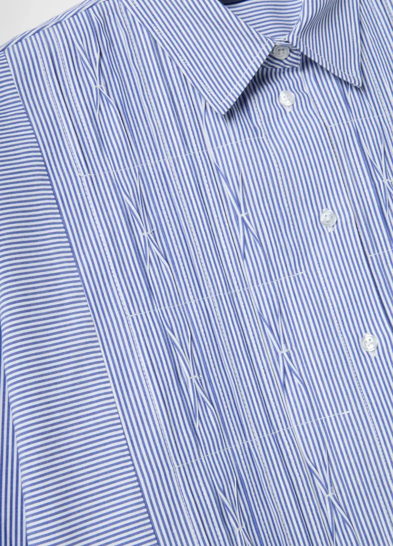 Camicia In Puro Cotone A Righe Multicolor Oversize Fit Con Pieghe, Donna, Multicolor miniatura 2