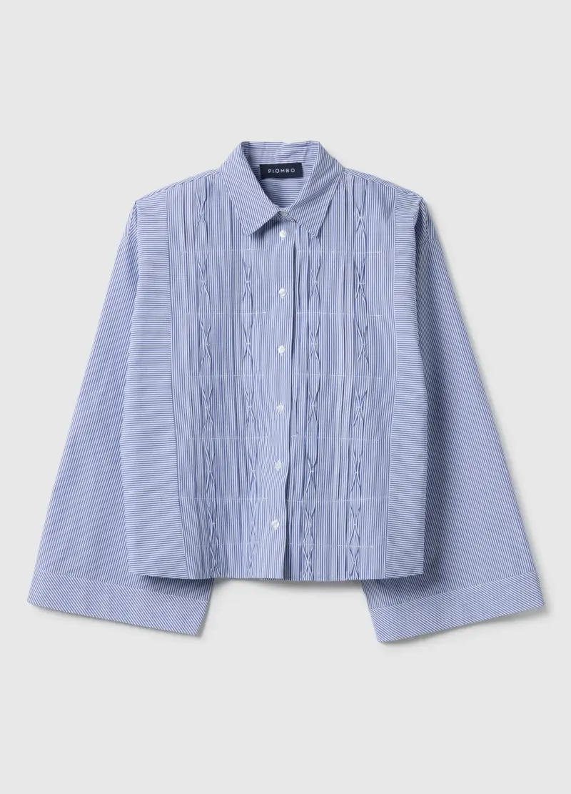 Camicia In Puro Cotone A Righe Multicolor Oversize Fit Con Pieghe, Donna, Multicolor