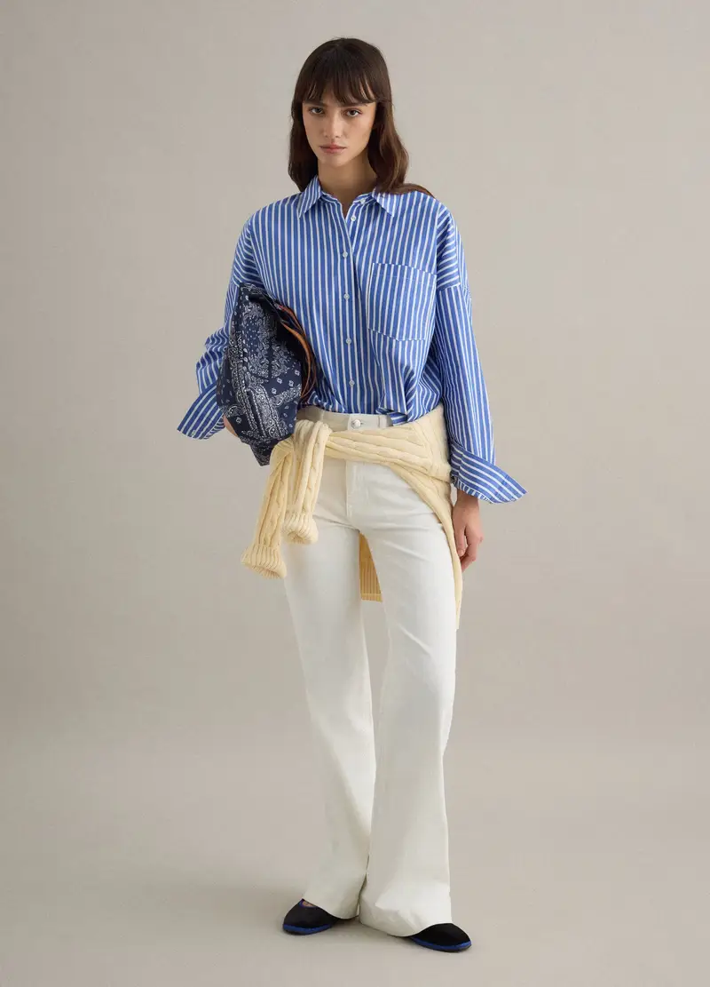 Camicia In Puro Cotone A Righe Multicolor Oversize Fit, Donna, Multicolor