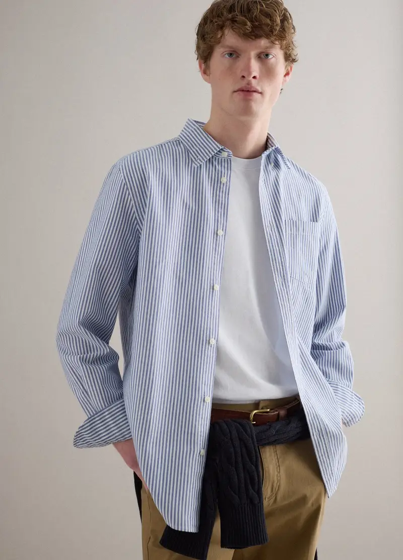 Camicia In Puro Cotone A Righe Multicolor Regular Fit, Uomo, Multicolor