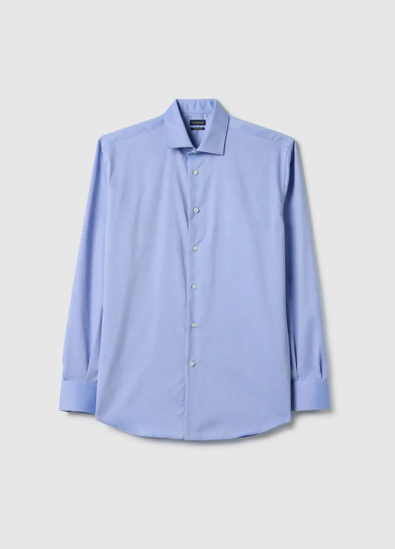 Camicia In Puro Cotone Azzurra Regular Fit, Unisex, Azzurro