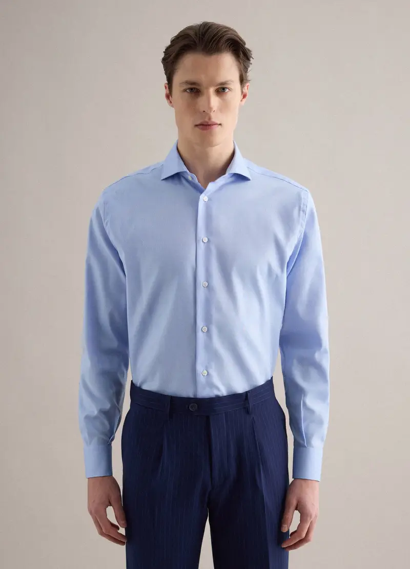 Camicia In Puro Cotone Azzurra Regular Fit, Uomo, Azzurro