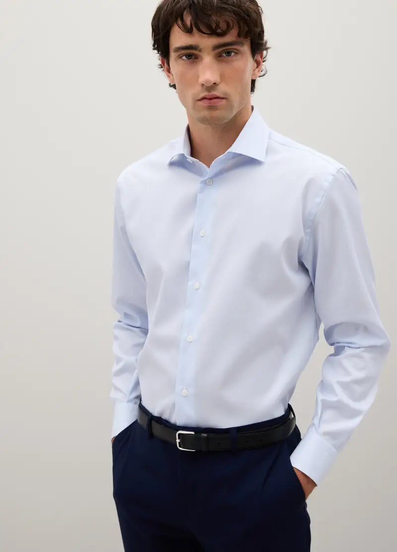 PIOMBO, Camicia In Puro Cotone Azzurra Regular Fit, Uomo, Azzurro, Taglia: 39