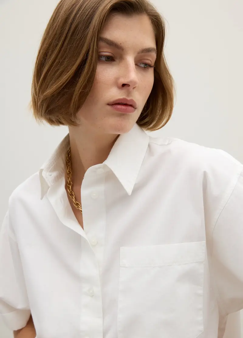 PIOMBO, Camicia In Puro Cotone Bianca Oversized, Donna, Bianco, Taglia: XS miniatura 2