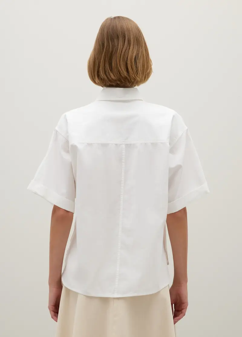 PIOMBO, Camicia In Puro Cotone Bianca Oversized, Donna, Bianco, Taglia: XS miniatura 3