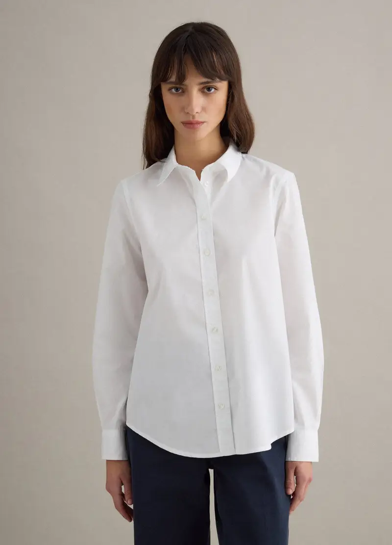Camicia In Puro Cotone Bianca Regular Fit, Donna, Bianco miniatura 2
