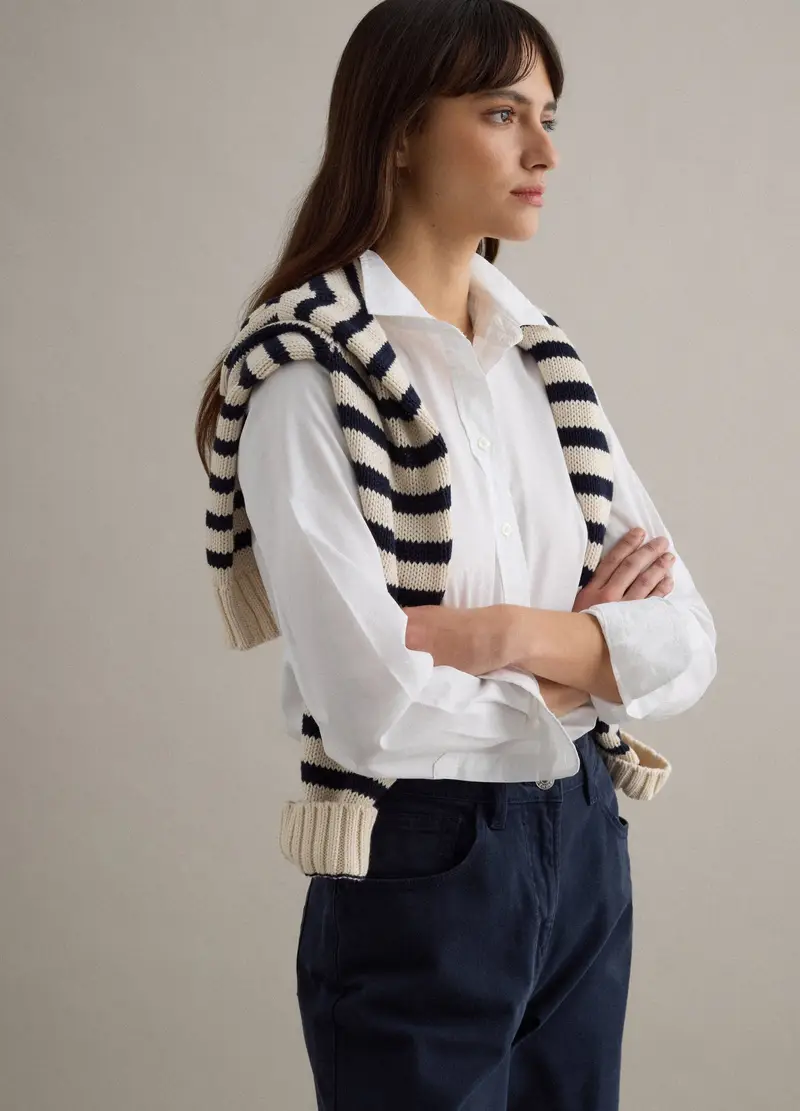 Camicia In Puro Cotone Bianca Regular Fit, Donna, Bianco