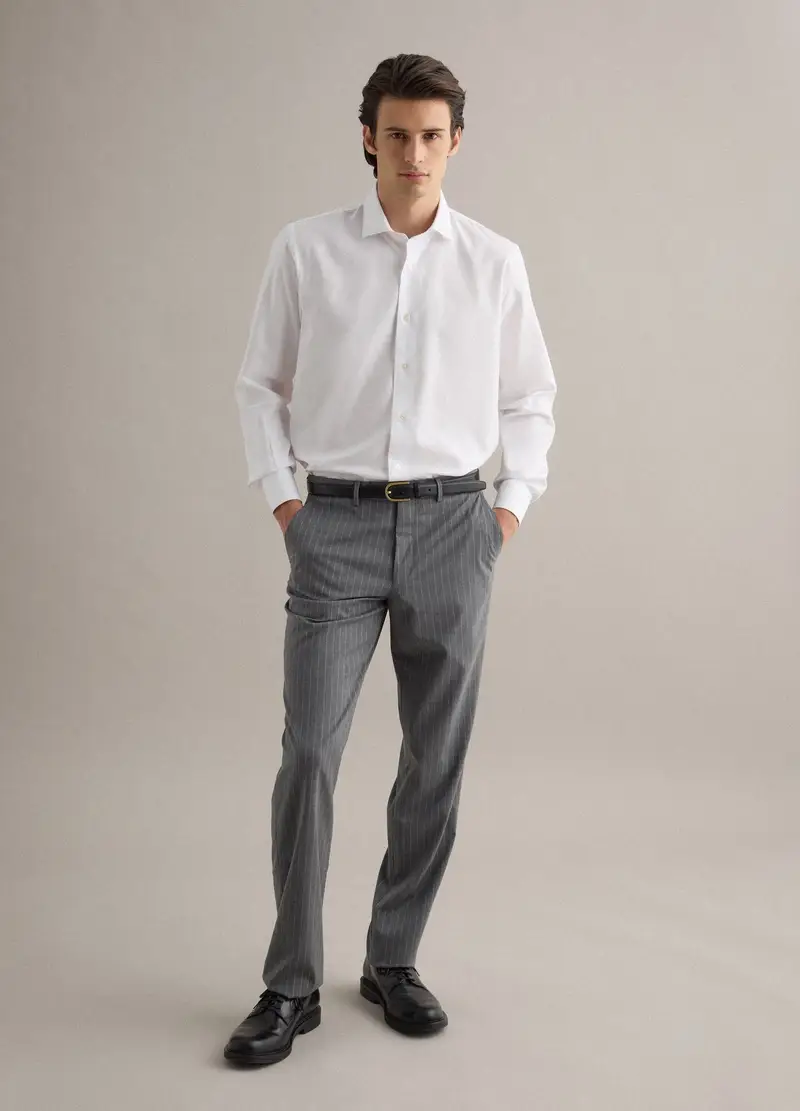 Camicia In Puro Cotone Bianca Regular Fit Easy Iron, Uomo, Bianco miniatura 3