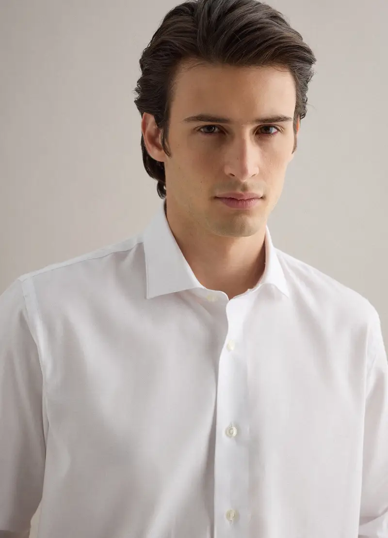 Camicia In Puro Cotone Bianca Regular Fit Easy Iron, Uomo, Bianco