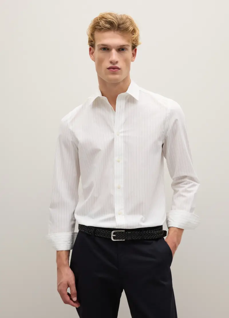 Camicia In Puro Cotone Bianca Regular Fit, Uomo, Bianco
