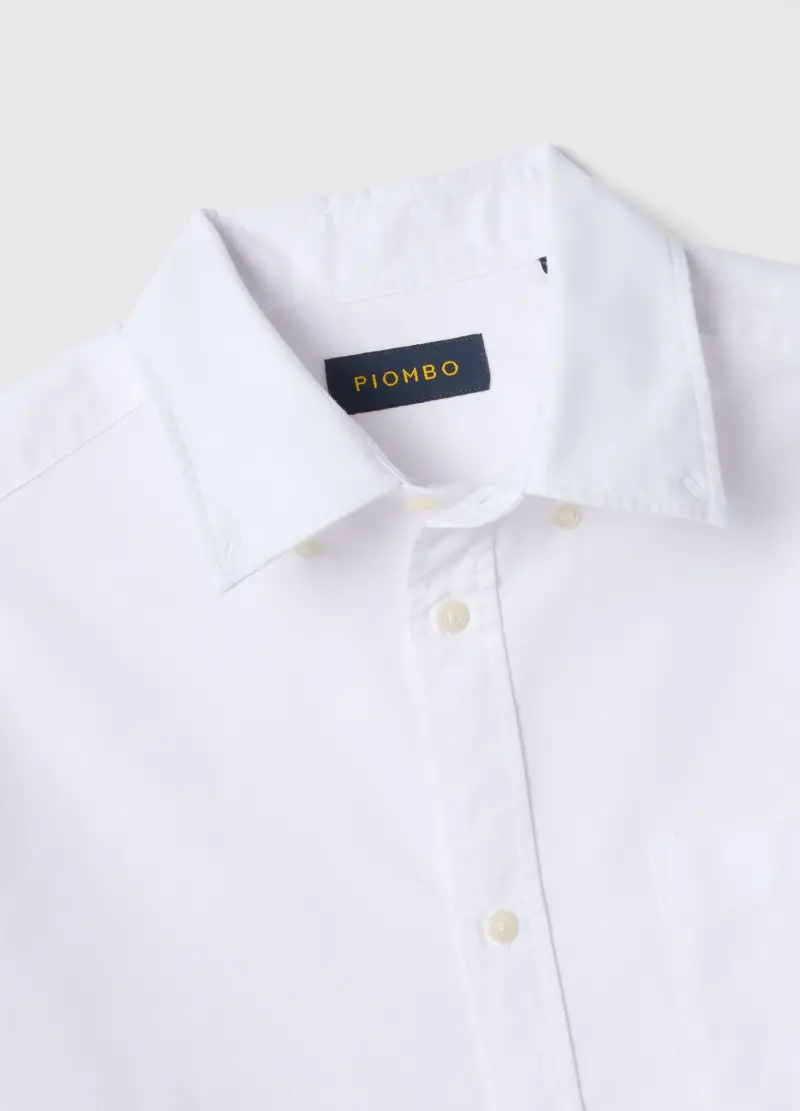 Camicia In Puro Cotone Bianca Regular Fit, Uomo, Bianco miniatura 2