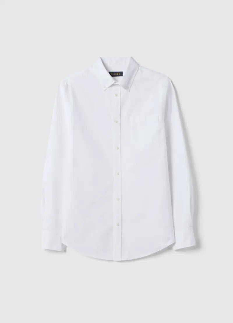 Camicia In Puro Cotone Bianca Regular Fit, Uomo, Bianco