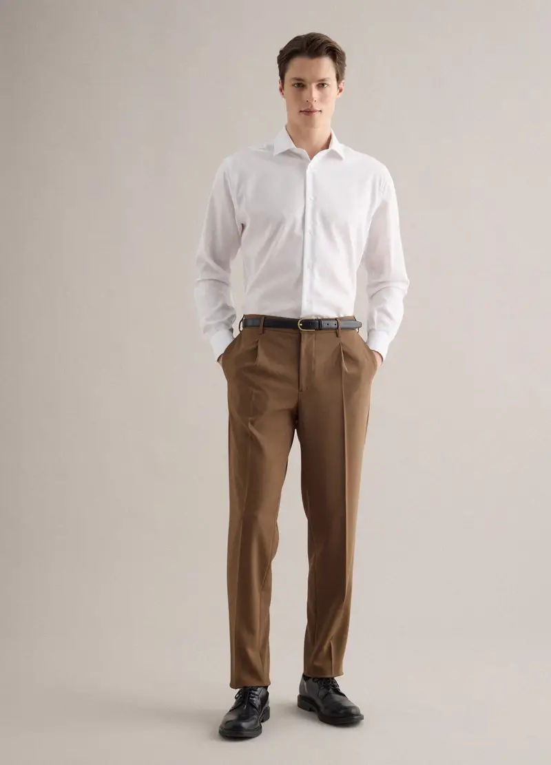 Camicia In Puro Cotone Bianca Regular Fit, Uomo, Bianco miniatura 2