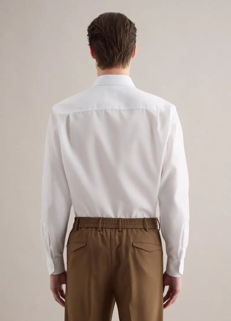 Camicia In Puro Cotone Bianca Regular Fit, Uomo, Bianco miniatura 3