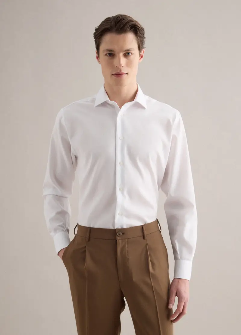 Camicia In Puro Cotone Bianca Regular Fit, Uomo, Bianco