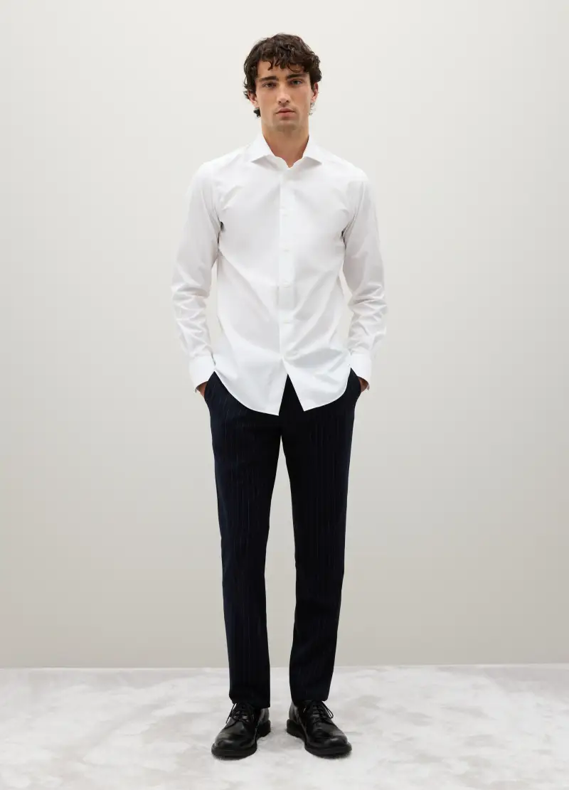 Camicia In Puro Cotone Bianca Slim Fit, Uomo, Bianco