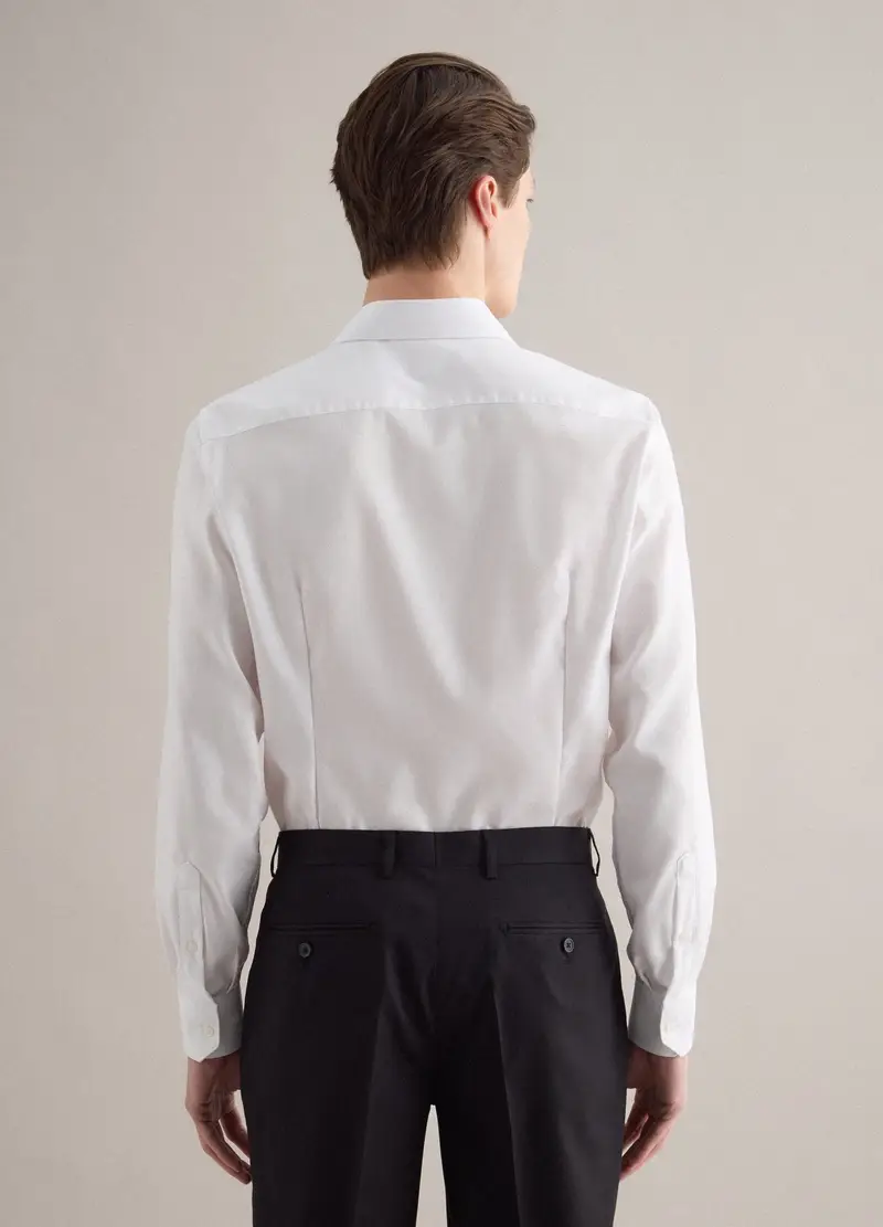 Camicia In Puro Cotone Bianca Slim Fit, Uomo, Bianco miniatura 3