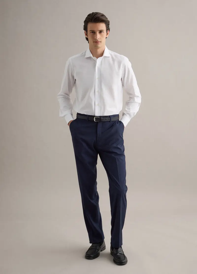 Camicia In Puro Cotone Bianca Slim Fit, Uomo, Bianco miniatura 2