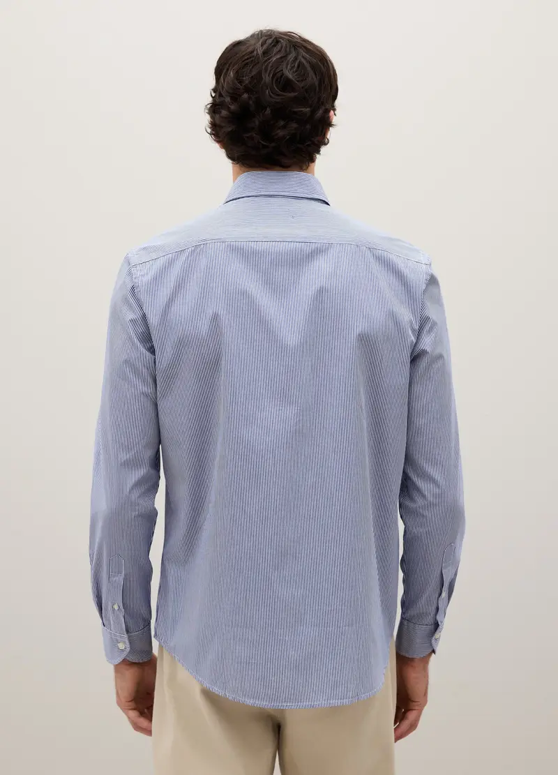 PIOMBO, Camicia In Puro Cotone Blu Regular Fit, Uomo, Blu, Taglia: S miniatura 3