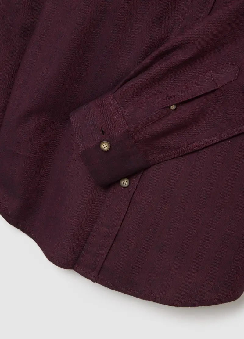 Camicia In Puro Cotone Bordeaux Regular Fit, Uomo, Rosso miniatura 2