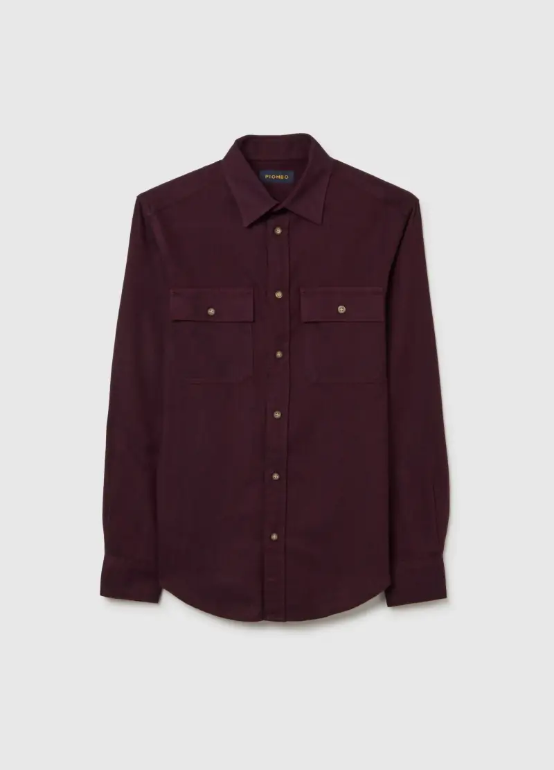 Camicia In Puro Cotone Bordeaux Regular Fit, Uomo, Rosso