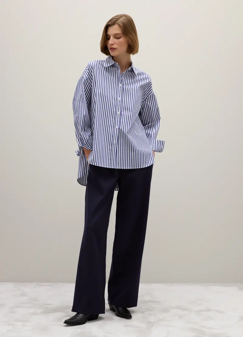 Camicia In Puro Cotone Multicolor Oversize, Donna, Multicolor