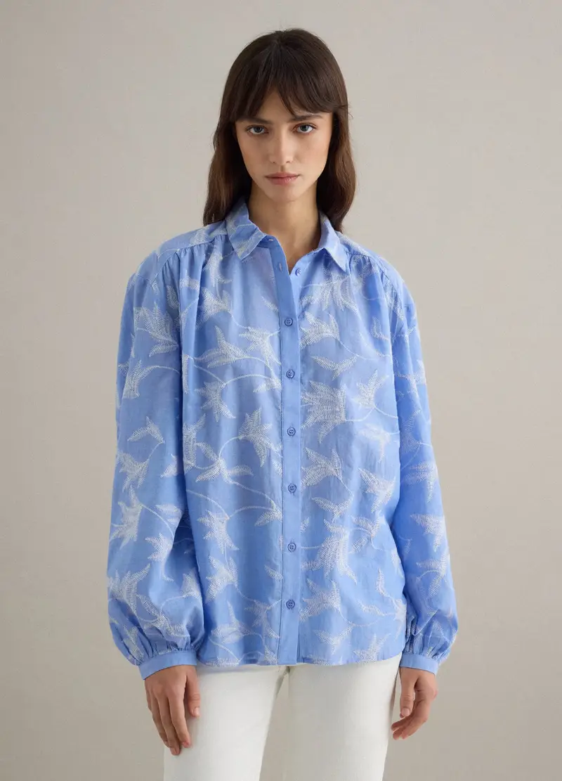 Camicia In Puro Cotone Multicolor Regular Fit Con Fantasia, Donna, Multicolor miniatura 3