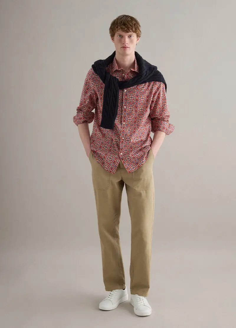 Camicia In Puro Cotone Multicolor Regular Fit Con Fantasia, Uomo, Multicolor miniatura 2