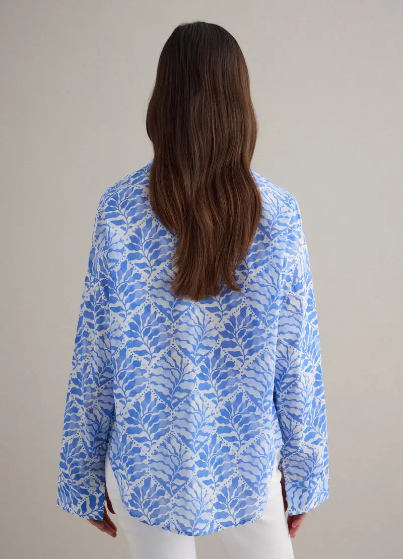 Camicia In Puro Cotone Multicolor Regular Fit Con Motivo Floreale, Donna, Multicolor miniatura 3