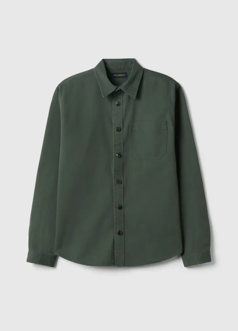 Camicia In Puro Cotone Verde Regular Fit, Uomo, Verde