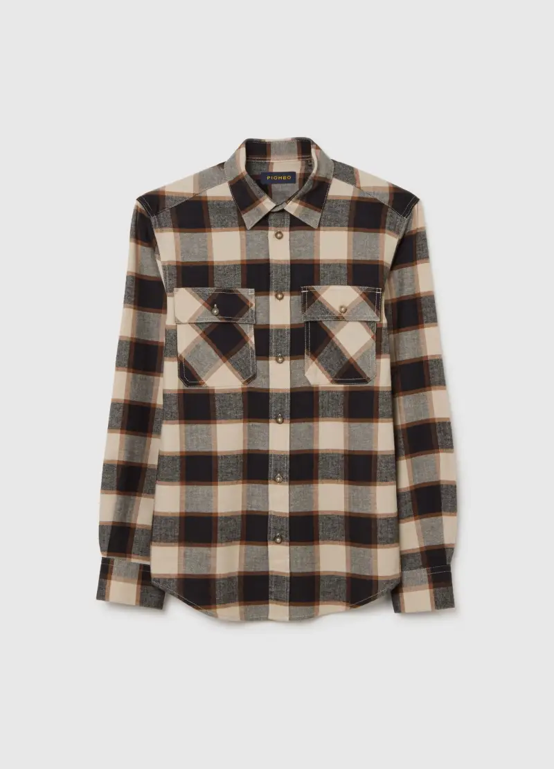 Camicia Maniche Lunghe Multicolor In Puro Cotone Regular Fit A Quadri, Uomo, Multicolor