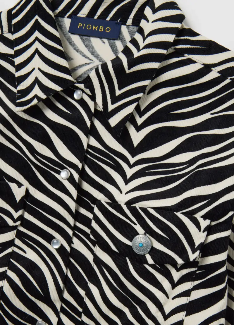 Camicia Multicolor Con Fantasia Zebrata In Puro Cotone Regular Fit, Donna, Multicolor miniatura 2