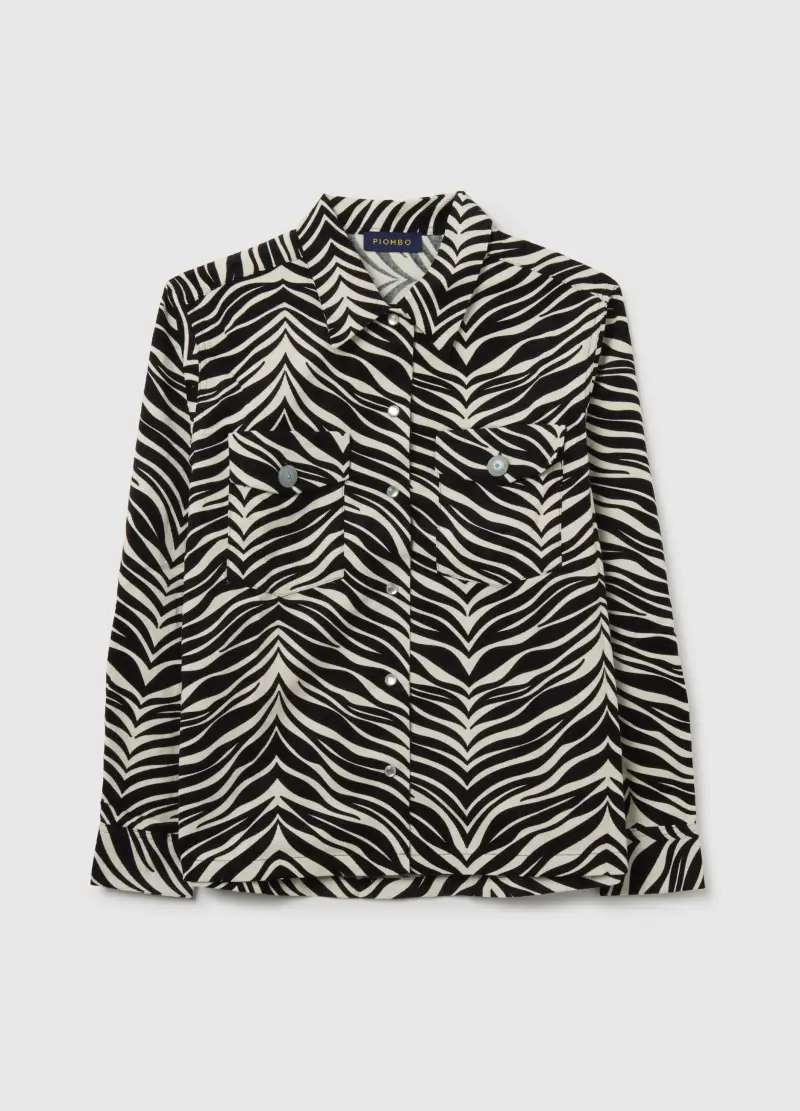 Camicia Multicolor Con Fantasia Zebrata In Puro Cotone Regular Fit, Donna, Multicolor