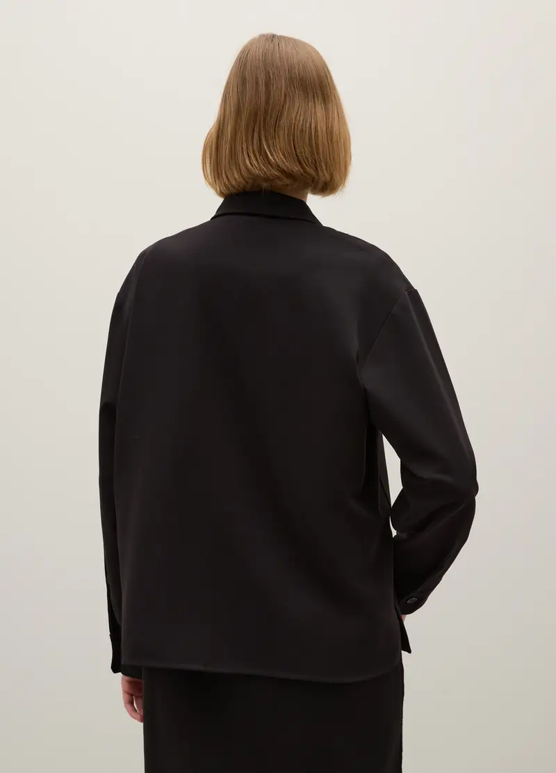 Camicia Nera A Maniche Lunghe Regular Fit, Donna, Nero miniatura 3