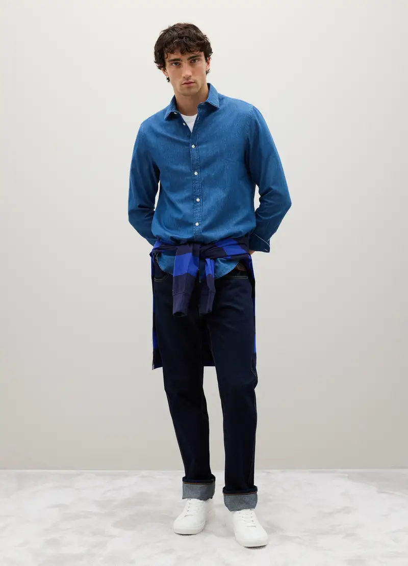 PIOMBO, Camicia Regular Fit In Denim, Uomo, Denim, Taglia: S